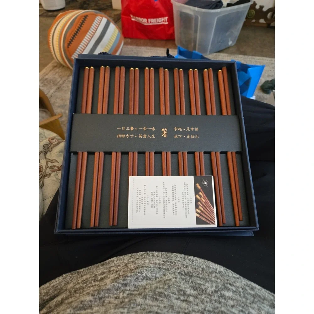 Luxury Chinese Chopsticks Gift Set with Box | Red Sandalwood - 10 Pair